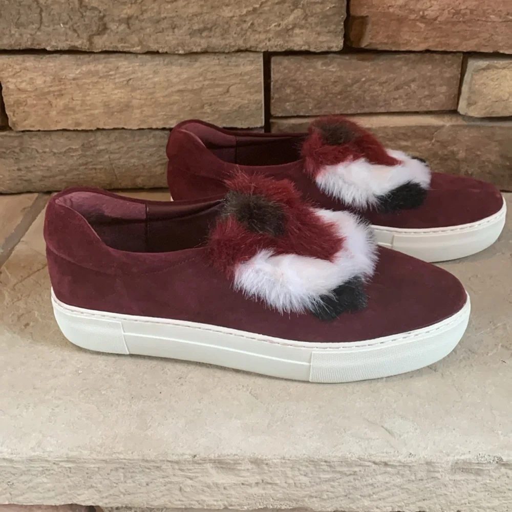 Renvy sz 10.5 burgundy sneakers with faux fur
